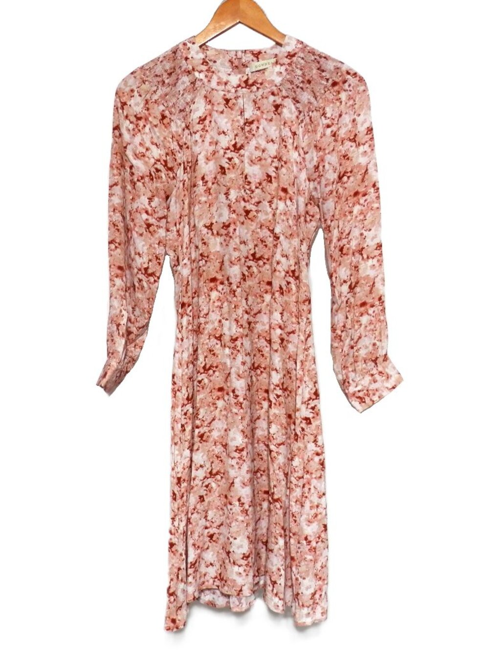 DownEast Romantic Blush Tone Long Sleeve Mini Dress, Size S